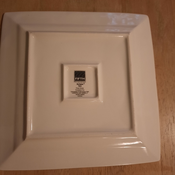 222 Fifth Eiffel Tower Square Dinner Plates - Cream and Brown - Picture 7 of 16